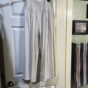 Casual Cream Linen Women's Pants